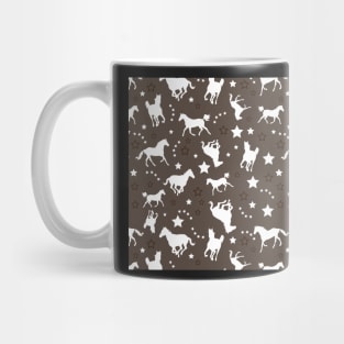 Chocolate Brown Equestrian Horse Pattern Western Stars Cowgirl Equine Patterns Mug